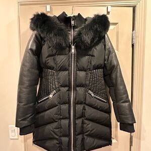 NB Series by Nicole Benisti Black Puffer Jacket with Fur Trim